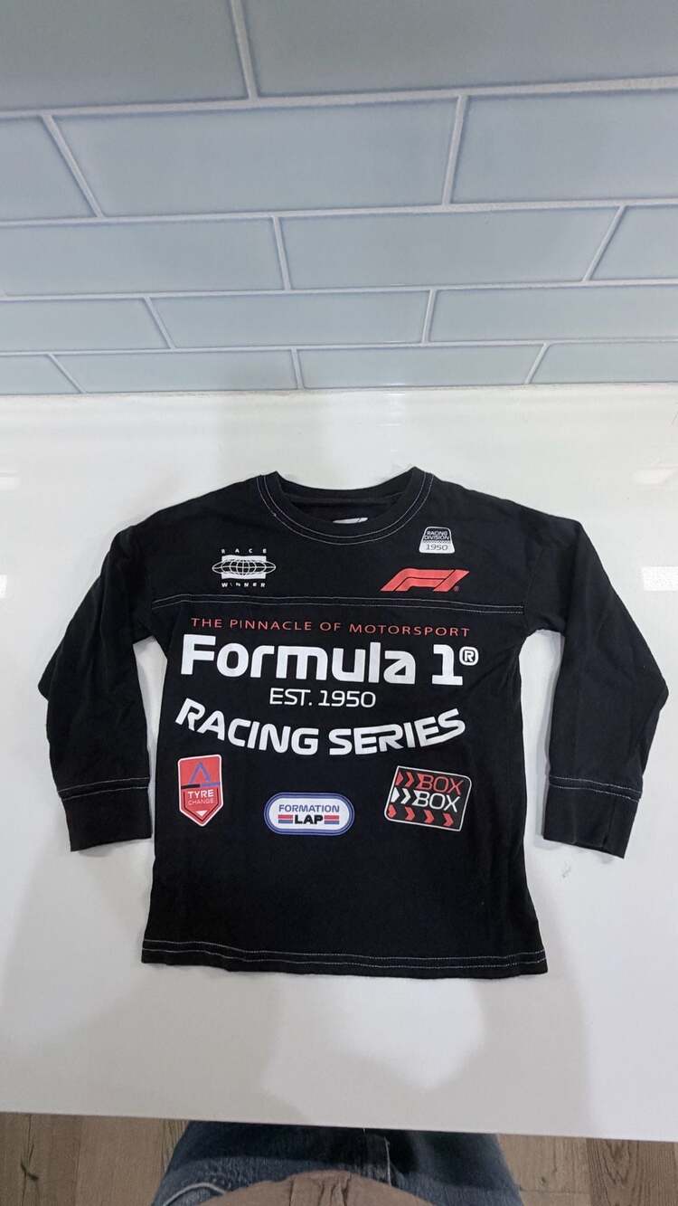 Formula 1 Racing Series Black Long Sleeve Graphic Tee Boys Size 4